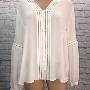 Express Cream Boxy Buttoned Top